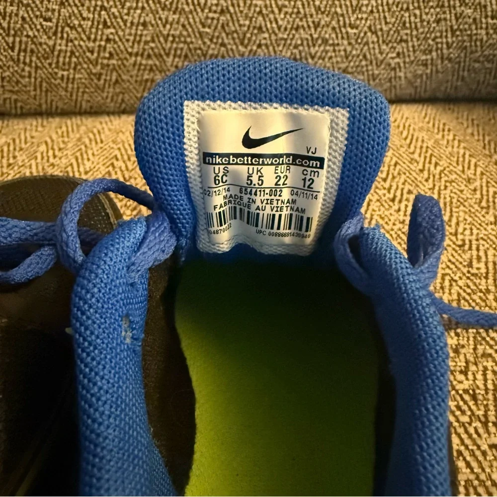 NIKE Black Royal Blue Lime Green Sneakers‎ Baby Toddler Size 6